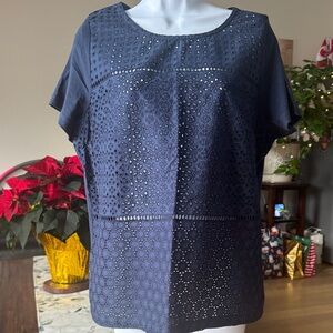 George Navy Eyelet Women's Blouse